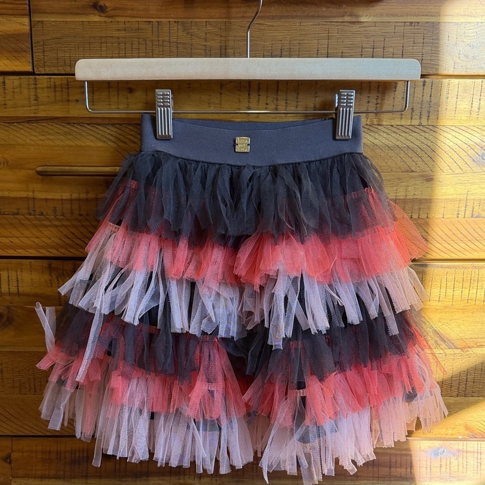 Deux par Deux Layered Tulle Skirt - Black, Pink, Gray
